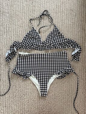 Paper London Black Gingham High-Waist Bikini Set
